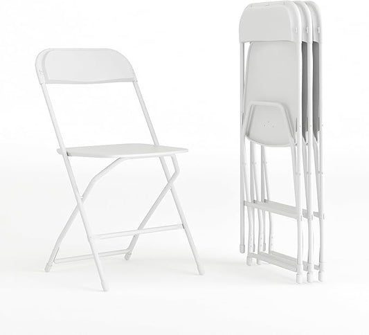 Flash Furniture Hercules Series Plastic Folding Chair - White - 4 Pack 650LB Weight Capacity Comfortable Event Chair-Lightweight Folding Chair