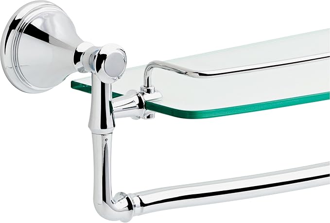 Delta 79710 Cassidy 18-in Glass Shelf with Towel Bar in Polished Chrome