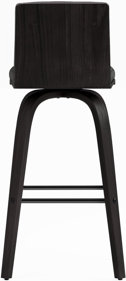 Armen Living Vienna 26" Swivel Counter Stool in Black Wood Finish with Gray Faux Leather - Set of 2