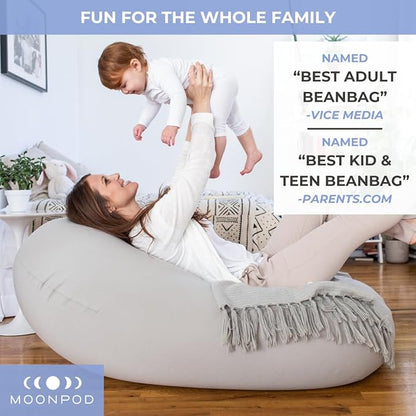 The Moon Pod Bean Bag Chair - Large, Modern Beanbag for Adults, Kids and Teens. Washable Stretch Cover Filled with Thousands of High Density Micro-Beads (Charcoal).