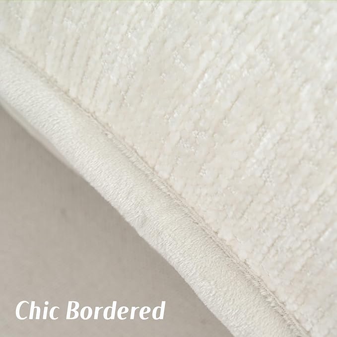 FUTEI Cream White Chenille Throw Pillow Covers 26x26 Inch Set of 2,Soft Cozy Bound Edge Design Euro Pillow Sham,Home Decor for Couch Bed Living Room
