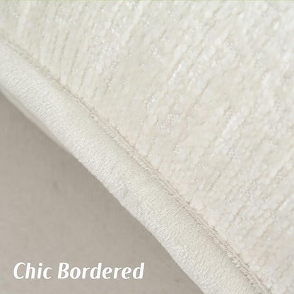 FUTEI Cream White Chenille Throw Pillow Covers 26x26 Inch Set of 2,Soft Cozy Bound Edge Design Euro Pillow Sham,Home Decor for Couch Bed Living Room