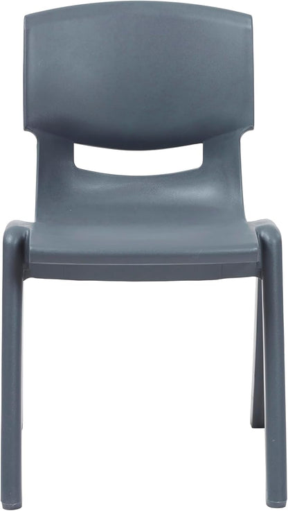 Stackable School Chairs, 14", Kids Furniture, Grey, 4-Pack