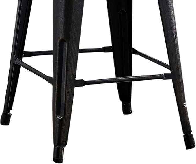 AC Pacific 24” Metal Backless Barstool Set of 2 – Country Rustic Style, Lightweight & Sturdy Build, Easy Assembly – Distressed Black Finish