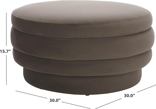 SAFAVIEH Home Collection Rohan Chocolate Brown Velvet Layered Stacked Cocktail Ottoman (Fully Assembled)
