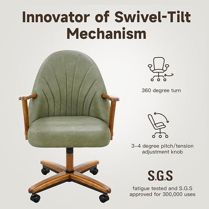Chromcraft Set of 1 Swivel Tilt Chairs, Chairs with Wheels for Kitchen Room