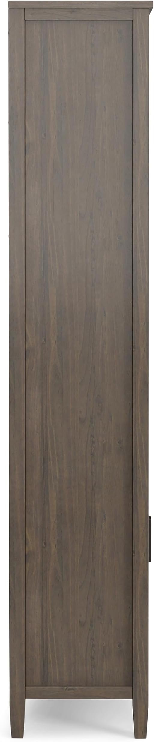 SIMPLIHOME Ela Bookcase - 72 inch Tall 5-Shelf Solid Wood Bookshelf in Smoky Brown, Transitional Storage for Living Room, Study Room or Office with Open Design and Sleek Panel Detailing