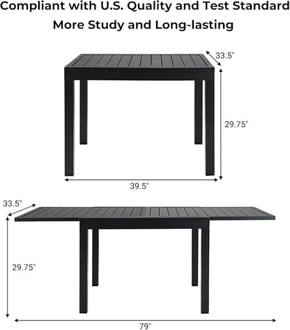 Grand patio 7-Piece Outdoor Dining Set for 6, Patio Dining Furniture Set for 6 Swivel Rope Wicker Chairs & 1 Expandable Rectangular Dining Table, Light Gray Brown