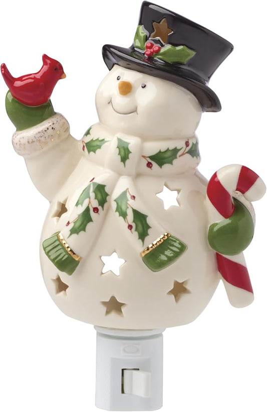 Lenox 897958 Happy Holly Days Snowman Night Light, Christmas Decorations, Decor