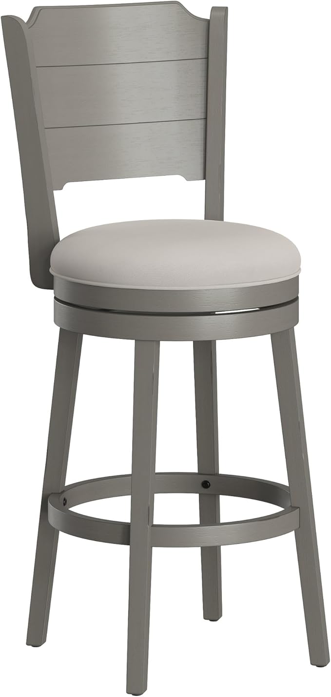Hillsdale Clarion Wood Swivel Bar Height Stool, Distressed Gray