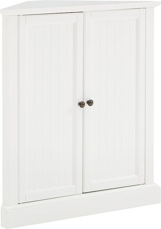Crosley Furniture Shoreline Stackable Corner Pantry Storage Cabinet with Shelves, Kitchen, Dining, Laundry, White