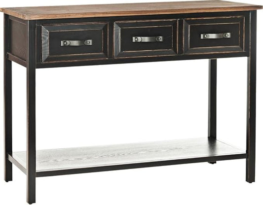 Safavieh Home Collection Aiden Black/Oak 3-Drawer Bottom Shelf Console Table