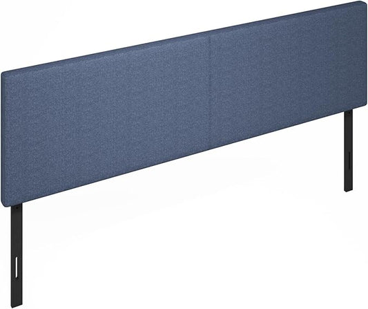 Furinno Roanne Headboard King Size, Plain Upholstered Wooden Headboard, Bed Frame Mount Head Board, Easy Assembly, for Bedroom, Dorm, Blue Denim