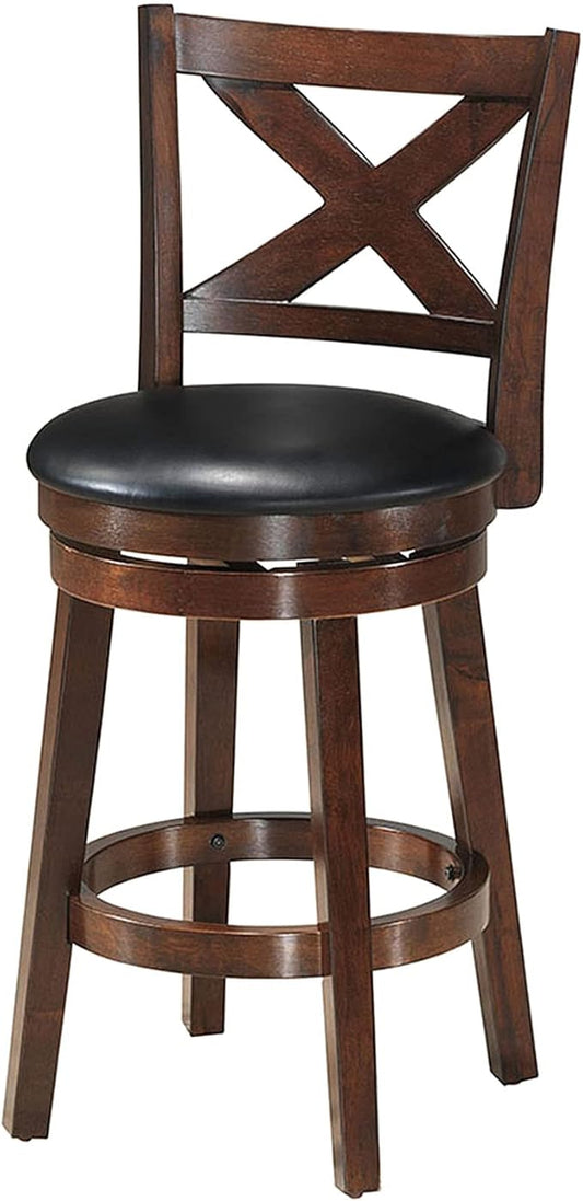 COSTWAY Bar Stools, Counter Height Dining Chair, Fabric Upholstered 360 Degree Swivel, PVC Cushioned Seat, Perfect for Dining and Living Room