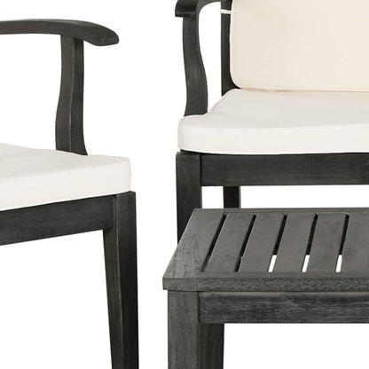 SAFAVIEH Outdoor Collection Fresno Dark Slate Grey and Beige 4Pc Outdoor Living Set
