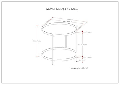 SIMPLIHOME Monet Industrial 17 inch Wide Metal End Table in Black for the Living Room and Bedroom