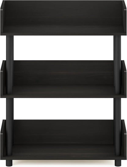 Furinno TURN-N-TUBE 3-Tier Display Shelf, Storage Shelves, Book Shelf, Open Shelves with Rounded Corner Top Edges, for Organization and Storage, Living Room, Home Office, Espresso