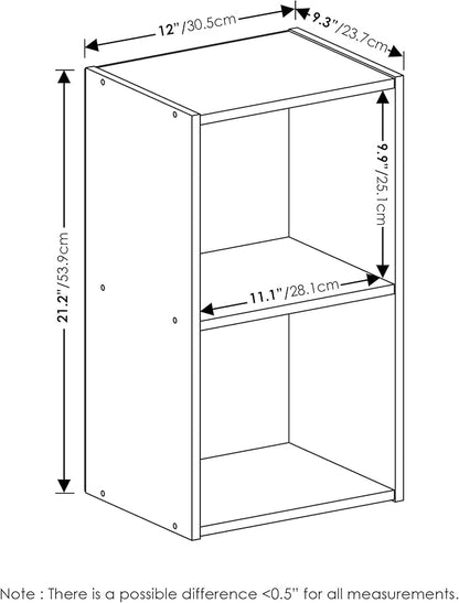 Furinno PASIR Book Shelf, 2-Tier Modern Bookshelf, Open Shelves Bookcase 9 x 12 x 21, for Living Room, Bedroom, Home Office, French Oak
