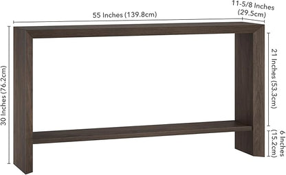 Henn&Hart 55'' Wooden Rectangular Console Table Entryway Table, Sofa Table with Wooden Storage Shelf for Entryway, Living Room, Couch, Hallway, or Office, Alder Brown