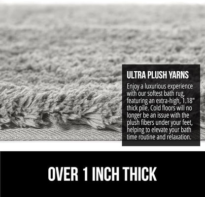 GORILLA GRIP Bathroom Rugs, 42x24, Ultra Soft Absorbent Mat, Thick Plush Bath Rug, Machine Washable, Microfiber Quick Dry, Mats for Shower, Bathtub and Floor, Home Decor Accessories, Light Gray