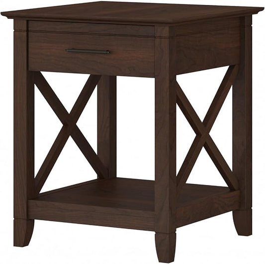 Bush Furniture Key West Nightstand with Drawer, Bing Cherry