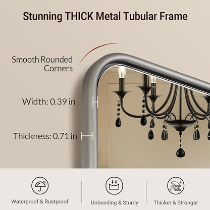 ANDY STAR Wall Mirror for Bathroom, 30x40 Inch Brushed Nickel Rectangle Bathroom Mirror for Over Sink, Modern Silver Rounded Rectangular Mirror for Vanity with Non-Rusting Tube Metal Frame