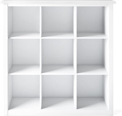 SIMPLIHOME Artisan Bookcase - 43 inch Tall 9-Cube Solid Wood Cube Organizer in White, Transitional Storage Bookcase for Living Room, Study Room or Office with Fixed Shelves and Tapered Legs
