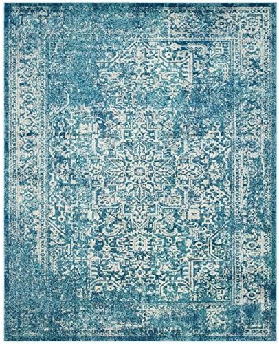 SAFAVIEH Evoke Collection 9' x 12' Blue/Ivory EVK256C Oriental Distressed Non-Shedding Living Room Bedroom Dining Home Office Area Rug