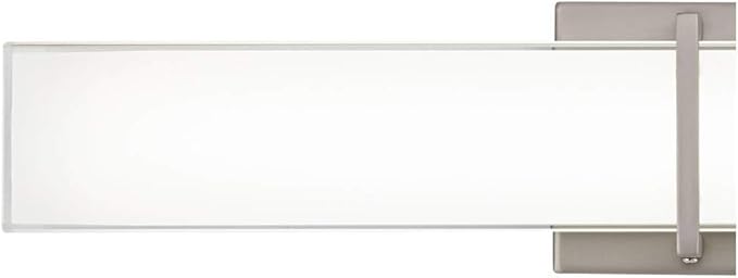 Possini Euro Design Exeter Modern Wall Mount Light LED Brushed Nickel Silver Metal 24" Wide Vanity Bar Fixture Rectangular Silk Screened Glass Shade Decor for Bathroom Over Mirror House Home