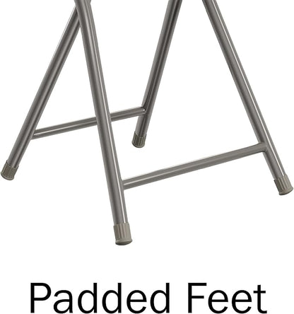 Lavish Home Folding Bar Stools – Set of 2 Heavy-Duty 18-Inch Stool - 225lbs Capacity and Padded Seats for Dorm, Recreation or Game Room (White)
