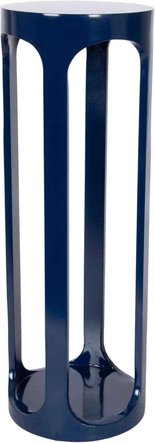 Kate and Laurel Dahl Modern Wooden Round Drink Table, 8 x 8 x 23, Navy Blue, Transitional Circle Accent Pedestal Table for Living Room Plant Stand Indoors or Mini Bedroom Nightstand