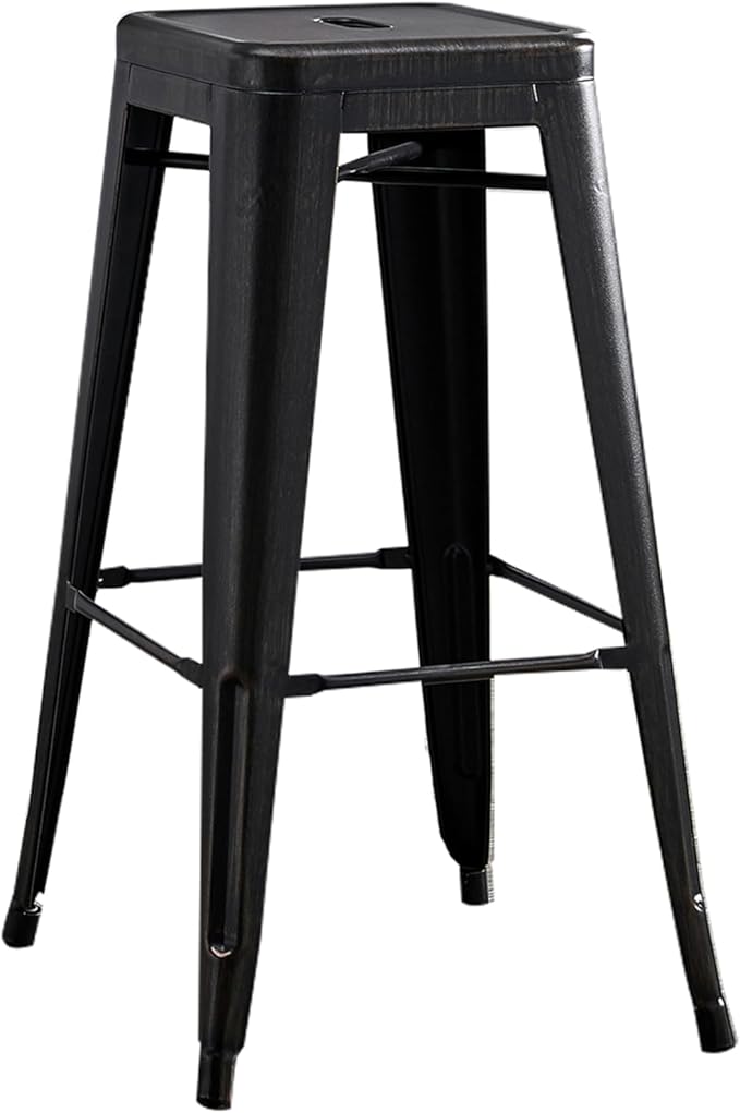 AC Pacific 30” Metal Backless Barstool Set of 2 – Country Rustic Style, Lightweight & Sturdy Build, Easy Assembly – Midnight