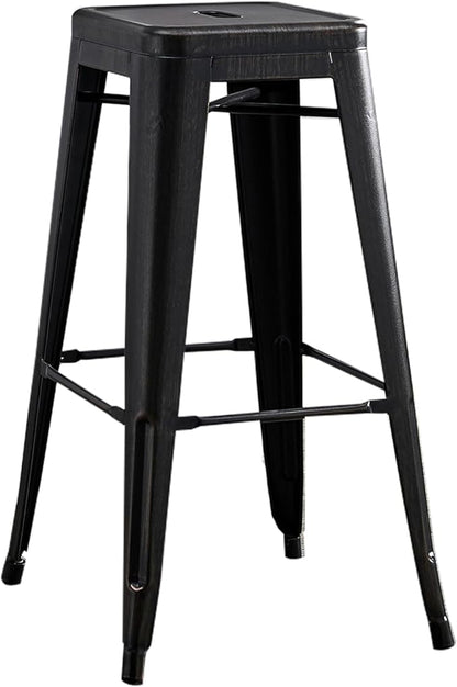 AC Pacific 30” Metal Backless Barstool Set of 2 – Country Rustic Style, Lightweight & Sturdy Build, Easy Assembly – Midnight