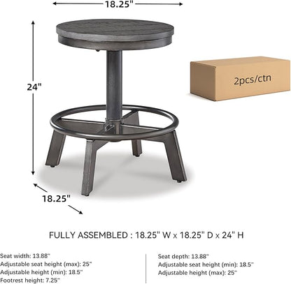 Signature Design by Ashley Torjin Industrial Counter Height Stool, 2 Count, Gray