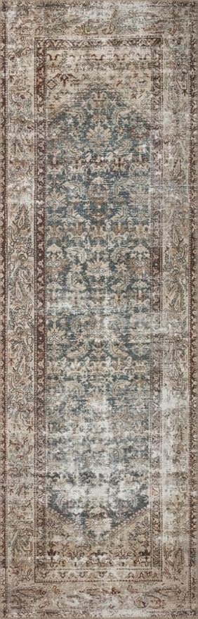 Loloi Amber Lewis Georgie Collection GER-04 Teal/Antique 2'-0" x 5'-0", .19" Pile Height, Accent Rug