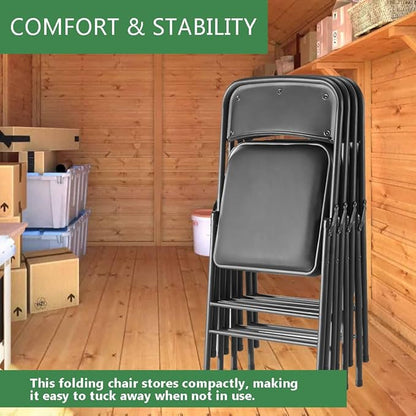 Amazing for less Pack of 2 (Fabric/Vinyl) Steel Frame Metal Foam Padded Folding Chairs (Black, Gray, White)
