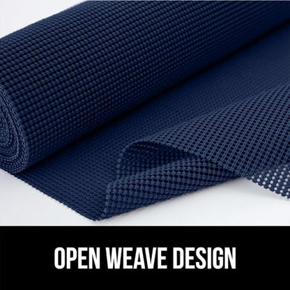 GORILLA GRIP powerGRIP Drawer Shelf and Cabinet Liner, Thick Strong Hold, Non-Adhesive Liners Protect Kitchen Cabinets and Cupboard, Bathroom Drawers, Easy Install, Breathable Mat, 12" x10', Navy Blue