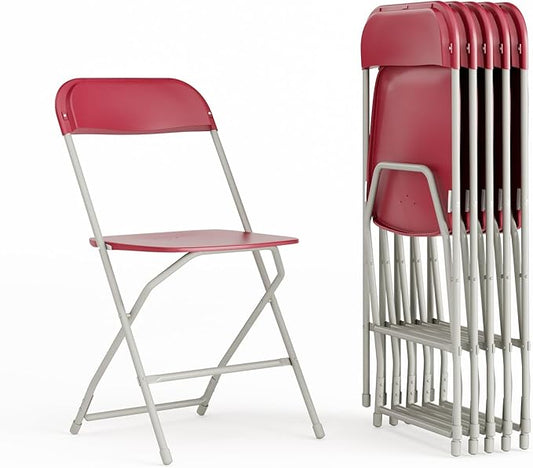 Flash Furniture Hercules Series Plastic Folding Chair - Red - 6 Pack 650LB Weight Capacity Comfortable Event Chair-Lightweight Folding Chair