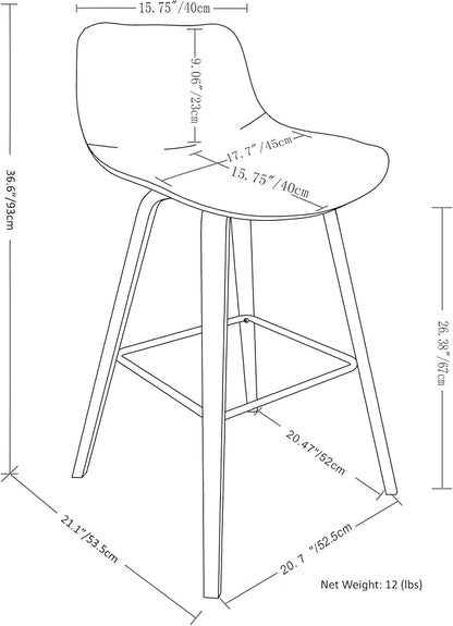SIMPLIHOME Randolph Mid Century Modern 28 inch Bentwood Counter/ Bar Height Stool (Set of 2) in Stone Grey Vegan Faux Leather for the Dining Room and Kitchen