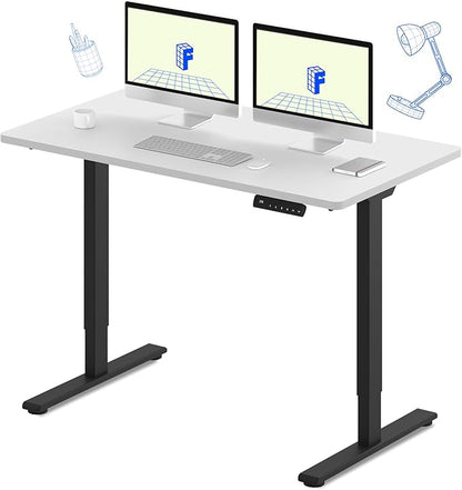 FLEXISPOT E3 Dual Motor Electric Standing Desk 55 x 28 Sit Stand Up Desk, Holds 220 lbs, Adjustable Height w/Memory Presets, One-Piece Black Desktop & White Frame, Ships in 2 Boxes