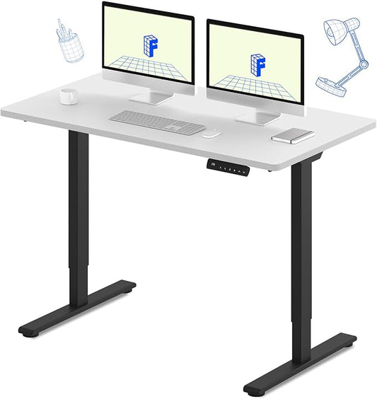 FLEXISPOT E3 Dual Motor Electric Standing Desk 55 x 28 Sit Stand Up Desk, Holds 220 lbs, Adjustable Height w/Memory Presets, One-Piece Black Desktop & White Frame, Ships in 2 Boxes