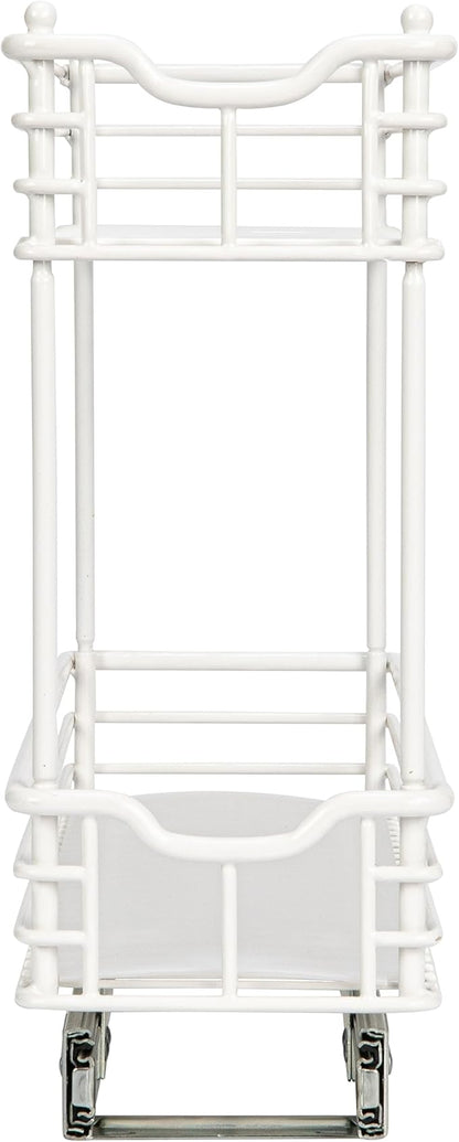 Household Essentials Glidez Multipurpose Paint-Finished Steel Pull-Out/Slide-Out Storage Organizer with Plastic Liners for Under Cabinet Use - 2-Tier Design, White