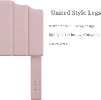 King Size Headboard Only, Velvet Wall Mounted Headboard King for Adjustable Bed Modern Upholstered Head Board Easy Assembly, Pink