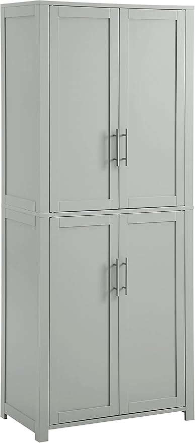 Crosley Furniture Savannah Tall Pantry Storage Cabinet with Shelves, Kitchen, Dining, or Laundry Room, Gray