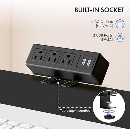 FLEXISPOT EN2 Whole-Piece Standing Desk with Clamp Power Strip, 48 x 24'' Electric Stand Up Height Adjustable Desk with Cable Management (Black + 48" Mohagany Top, 2 Packages)
