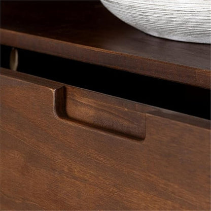 Walker Edison 3-Drawer Mid Century Modern Wood TV Stand for TV's up to 65" Flat Screen Cabinet Door Living Room Storage Entertainment Center, 58 Inch, Walnut