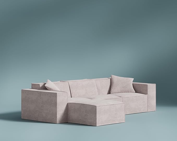 ROVE LAB M1 Modular Sectional Sofa with Ottoman, Sofa in a Box, Modular Couch, Spill-Resistant,Sustainable, Stylish, Modern Sectional Couch for Living Room with SmartFoam Comfort