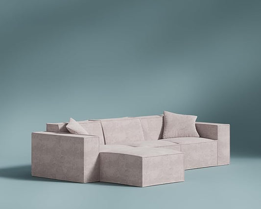 ROVE LAB M1 Modular Sectional Sofa with Ottoman, Sofa in a Box, Modular Couch, Spill-Resistant,Sustainable, Stylish, Modern Sectional Couch for Living Room with SmartFoam Comfort