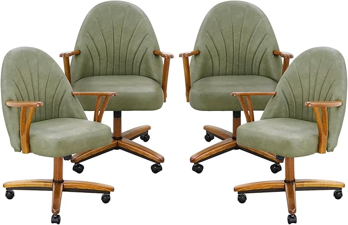 Chromcraft Set of 4 Swivel Tilt Chairs, Chairs with Wheels for Kitchen Room