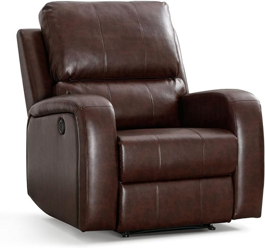 Electric Recliner Chair, Soft PU Leather Power Recliners with Padded Backrest, Single Overstuffed Heavy Duty Reclining Sofa for Living Room Bedroom, Brown